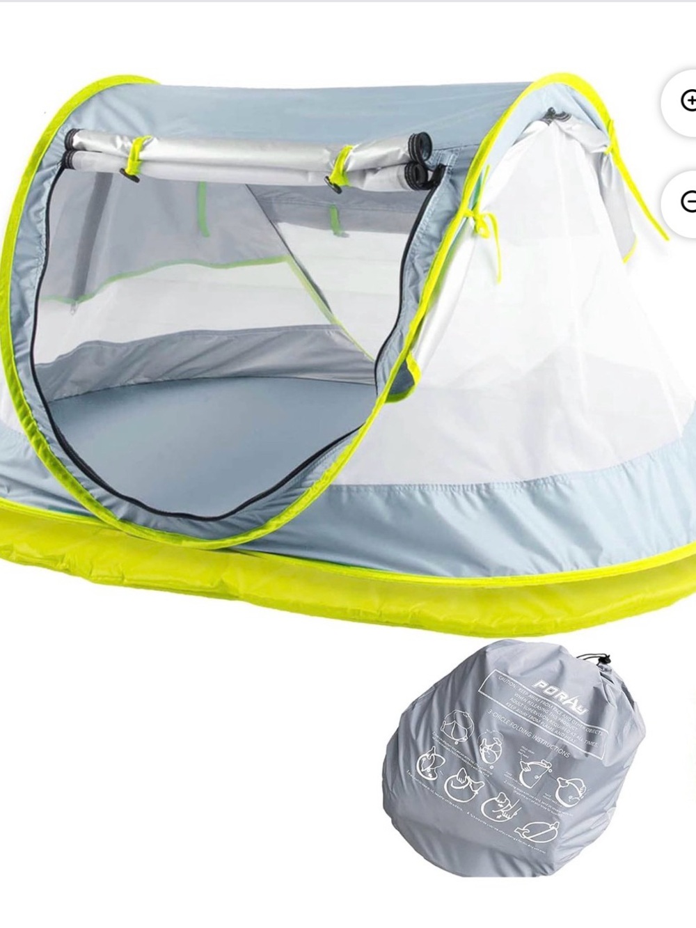 Kids Pop-Up Beach/ Outdoor Tent - Gray and Neon Yellow